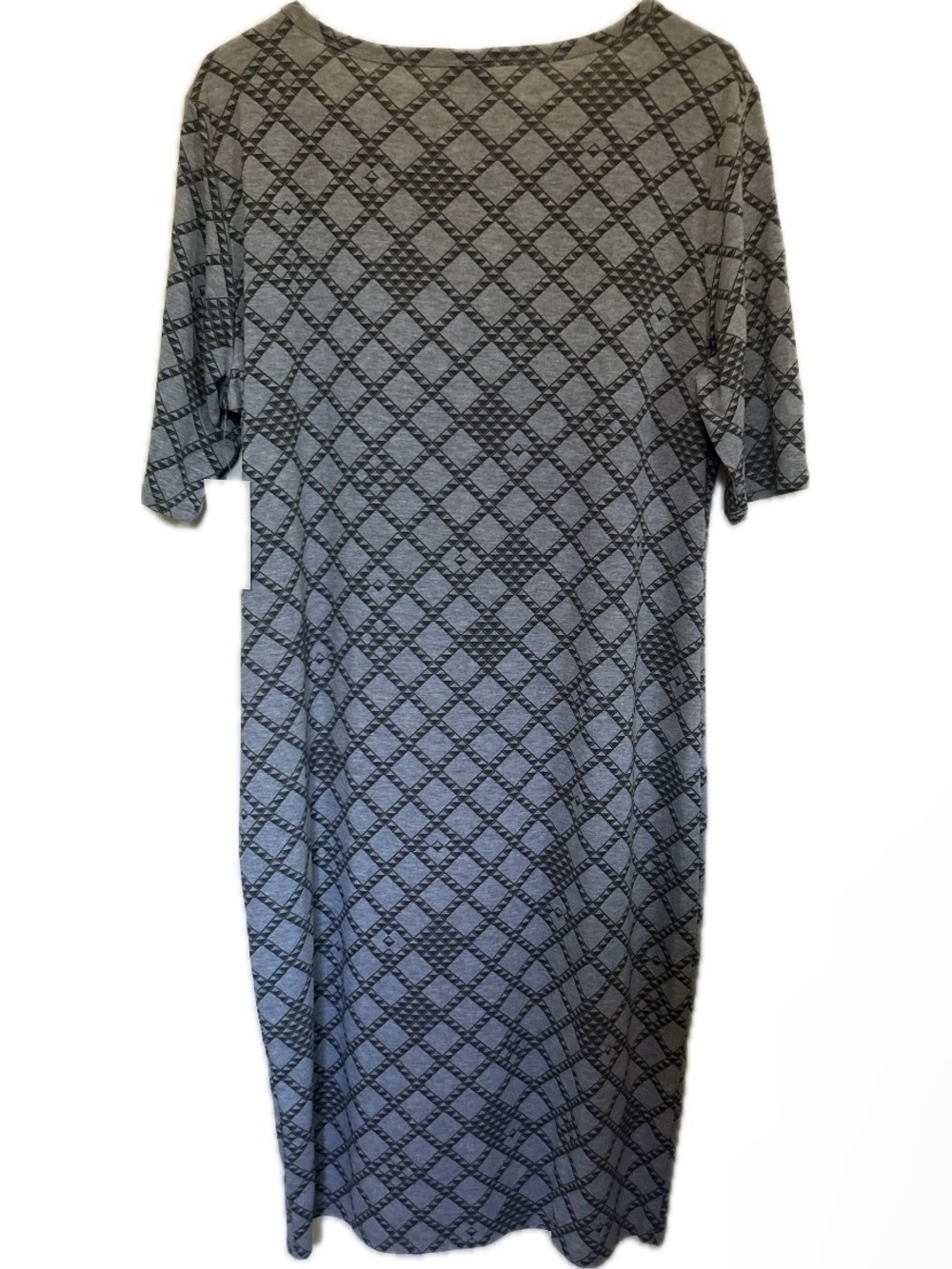 LuLaRoe “Julia” Dress Size 2XL Heather Grey Geometric Print - Picture 2 of 9